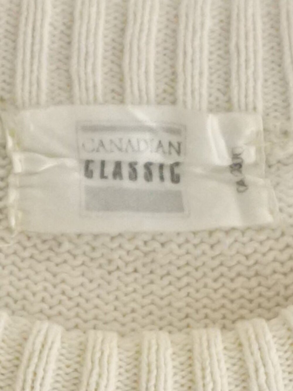 Vintage Classics Cream Solid Knit Minimal Ribbed Hem Crew Neck Sweater Cotton M - Picture 8 of 10